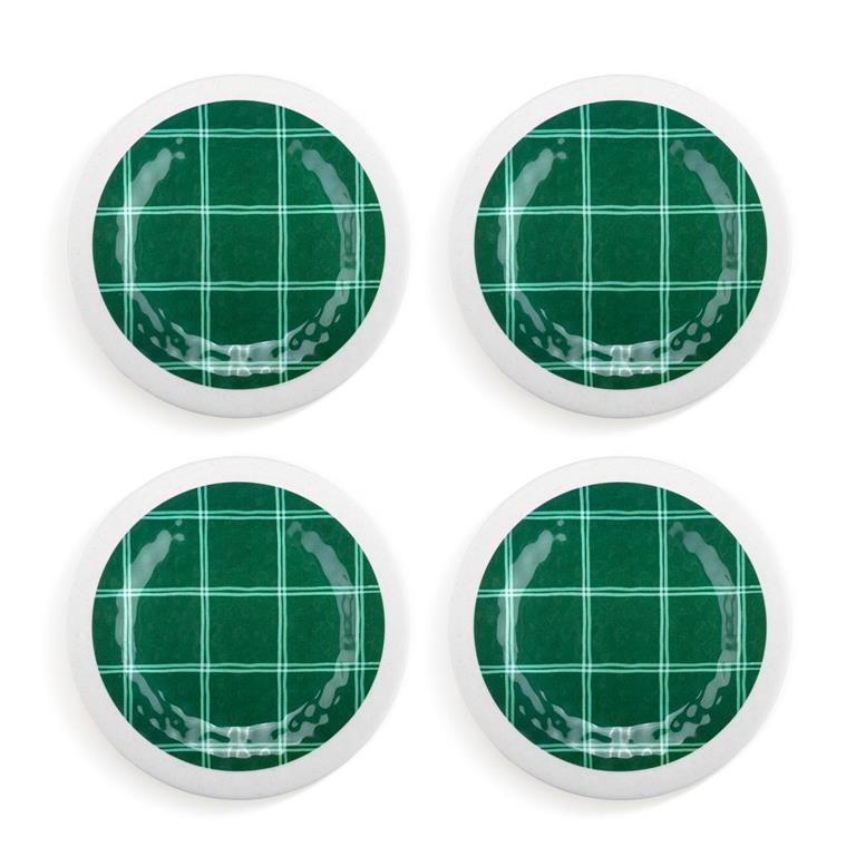 Green Plaid Appetizer Plates Set of 4