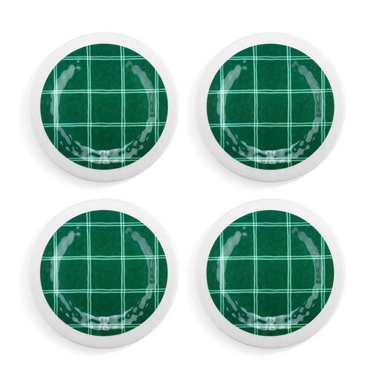 Green Plaid Appetizer Plates Set of 4