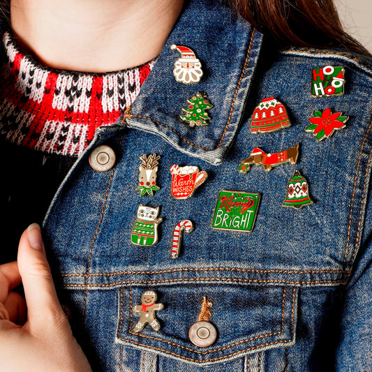 Christmas Enamel Pin Asst