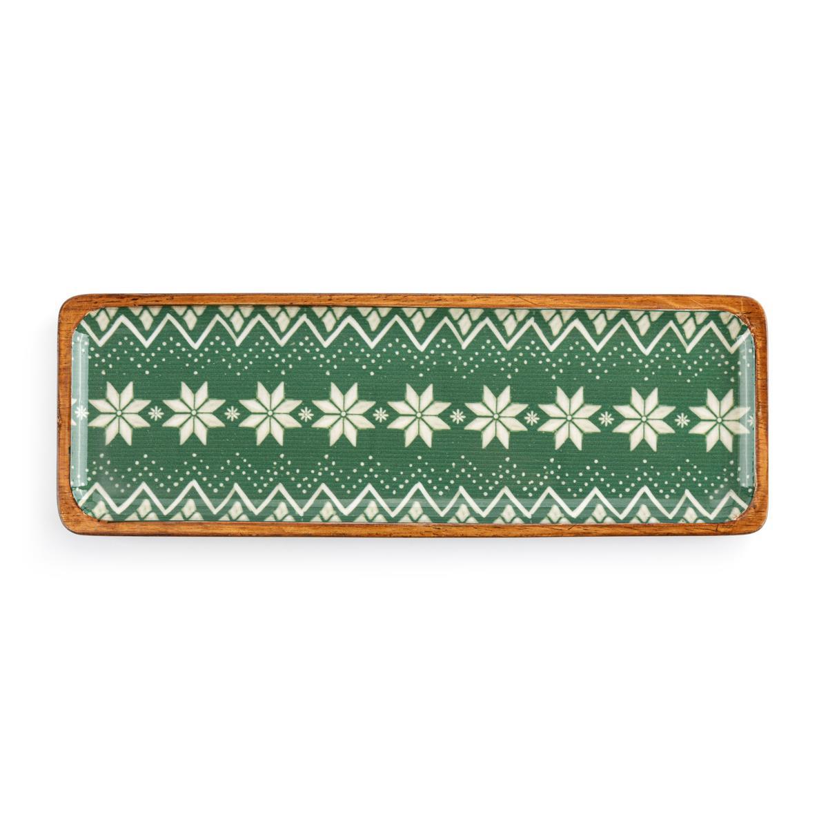 Green Scandi Knit Wooden Tray