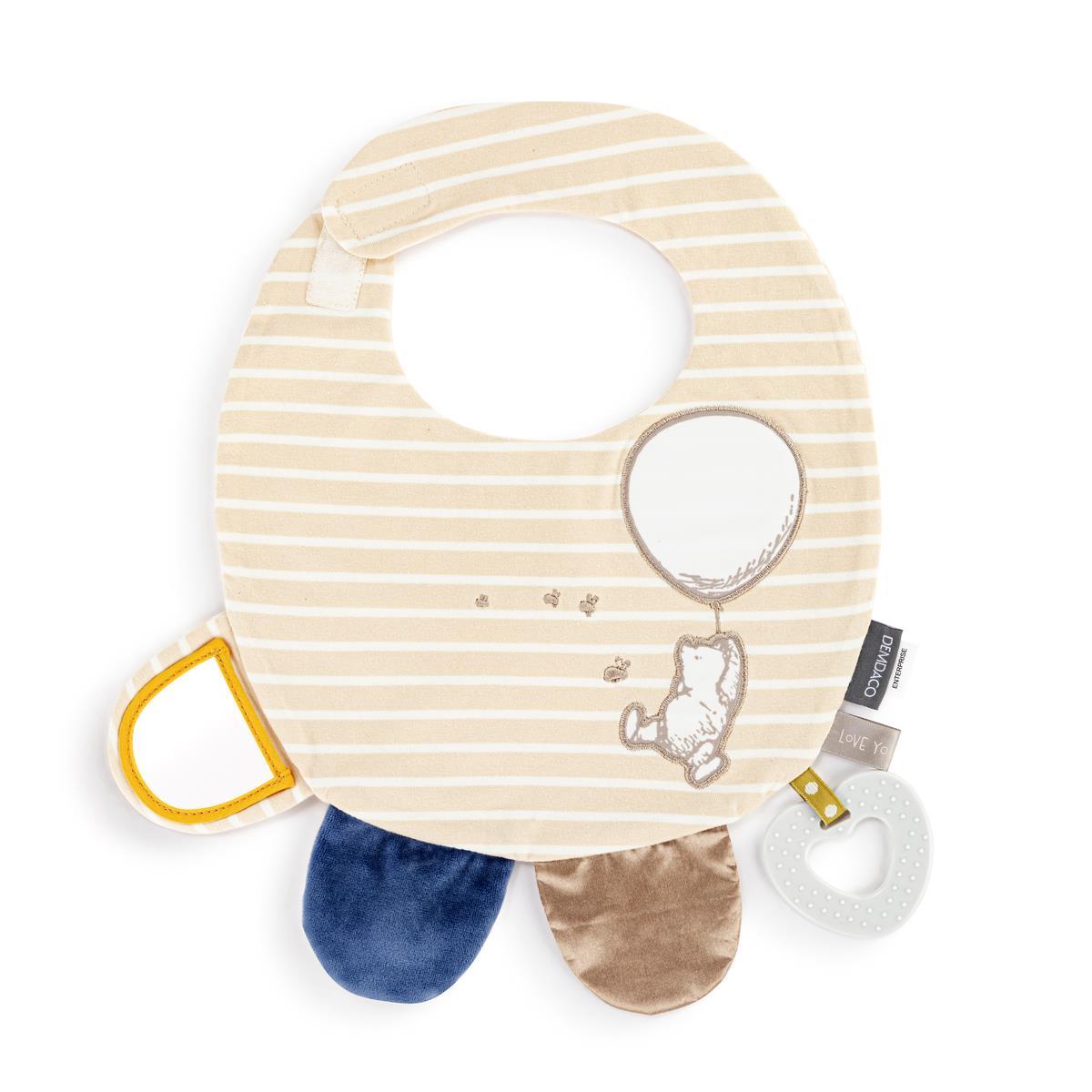 Tan and Blue Activity Bib