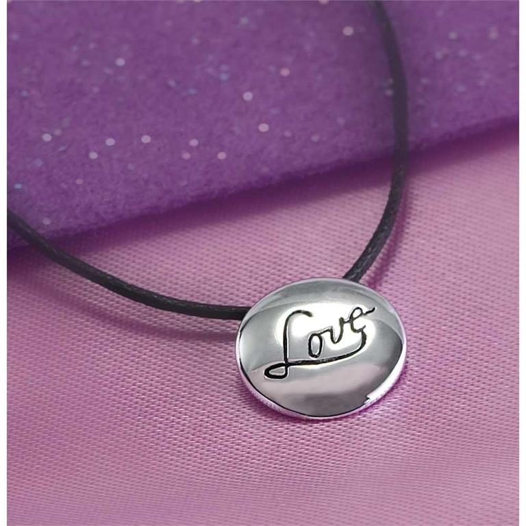 Love Engraved SP 18" Cord Necklace