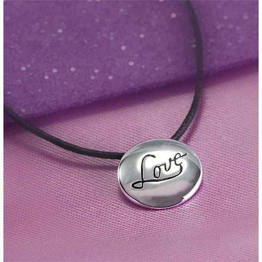 Love Engraved SP 18" Cord Necklace