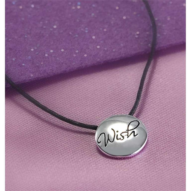 Wish Engraved SP 18" Cord Necklace