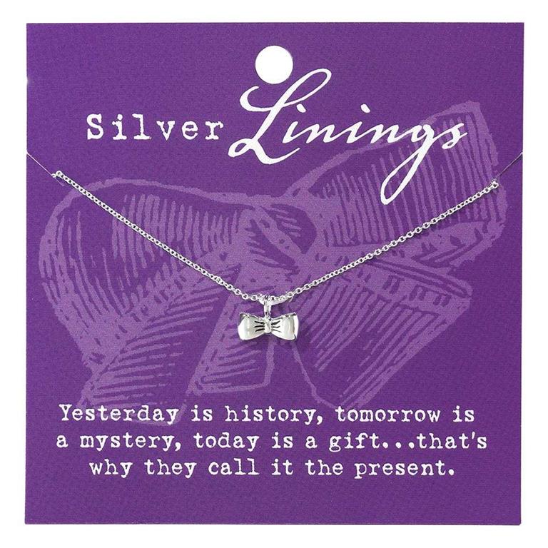 Bow Tie 16" Silver Plated Necklace