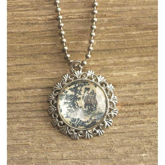 Fancy Circle Blue Delft 20" Necklace