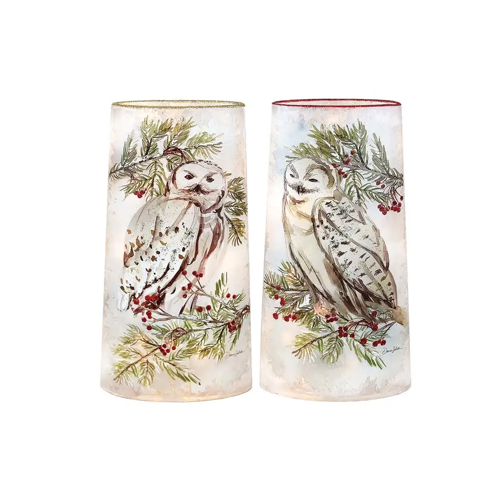 Winter Owl Pre-lit Glass