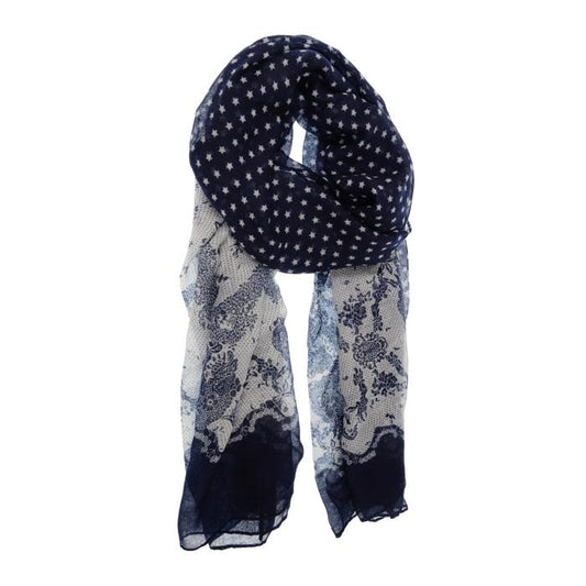 Navy Lacy Star Scarf