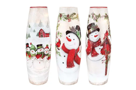 Hapy Snowman Pre-lit Vase