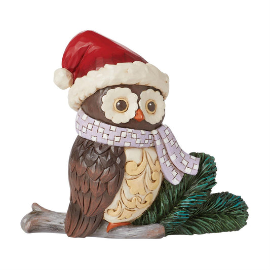 Mini Owl with Santa Hat JS Figurine