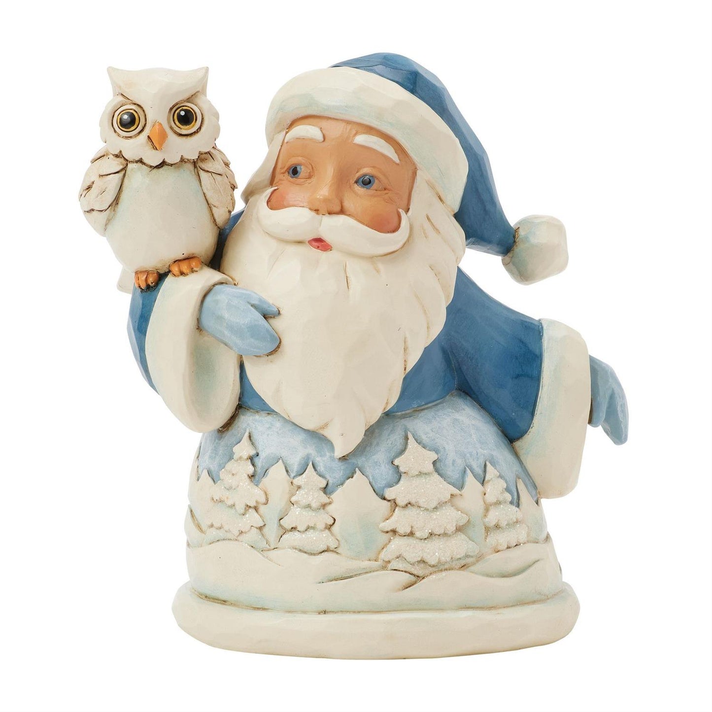 MINI BLUE SANTA WITH OWL JS FIGURINE