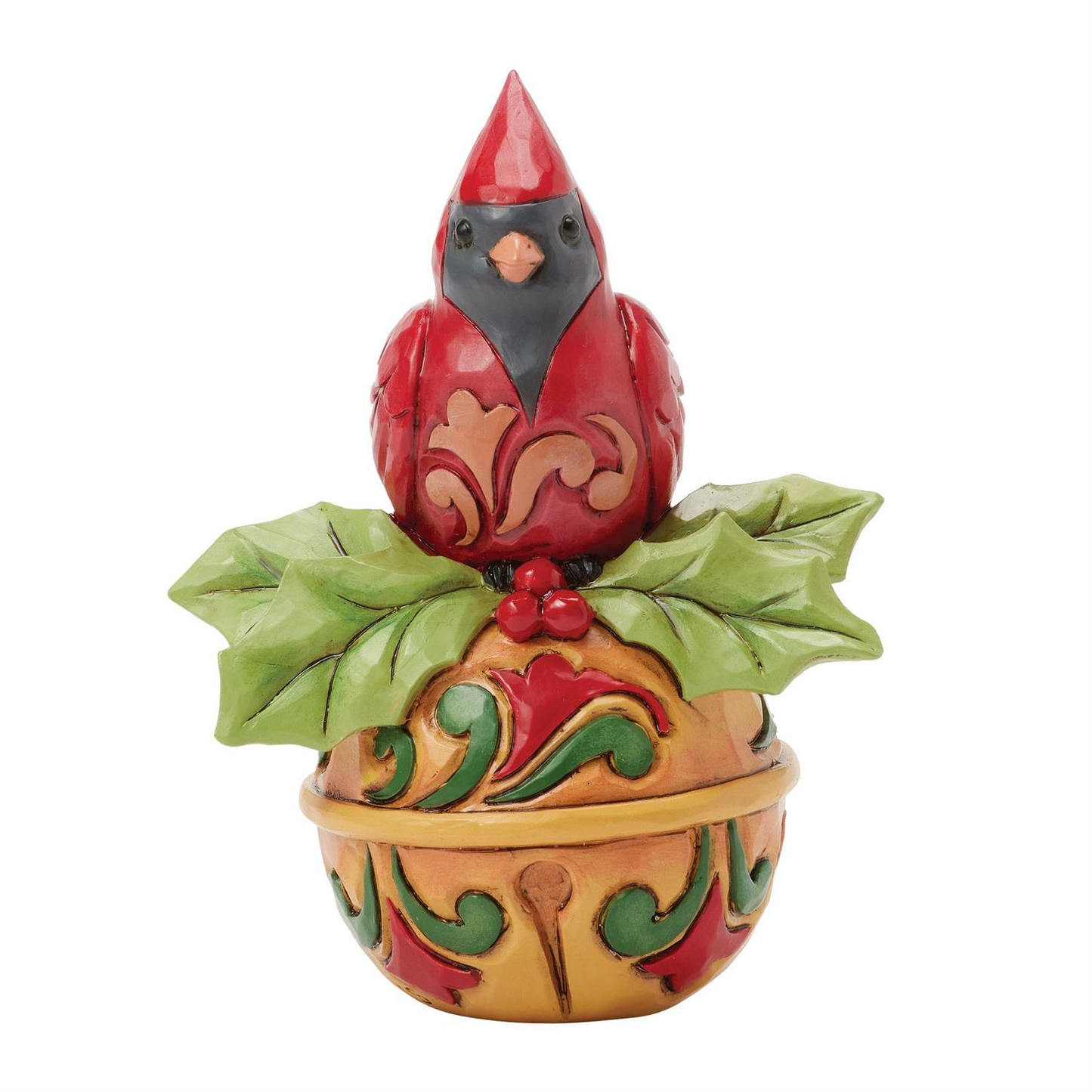 MINI CARDINAL ON JINGLE BELL FIGURINE