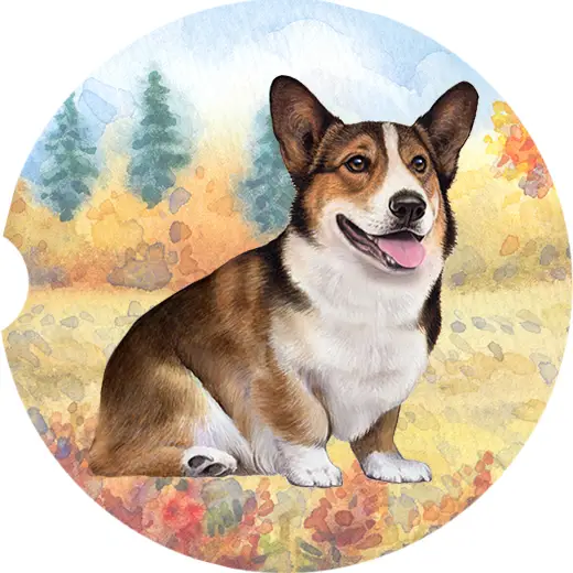 CORGI SITTING CAR COASTER