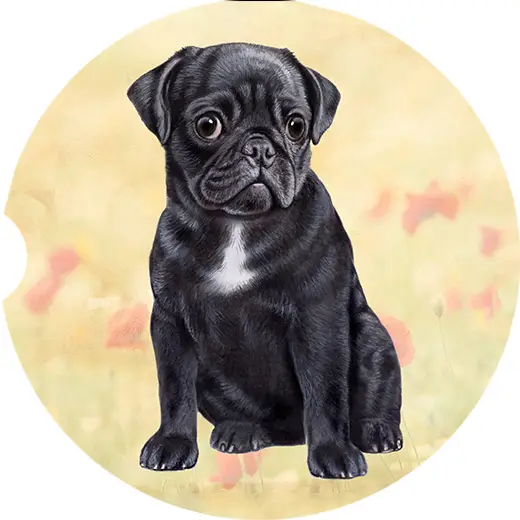 BLACK PUG CAR COASTER