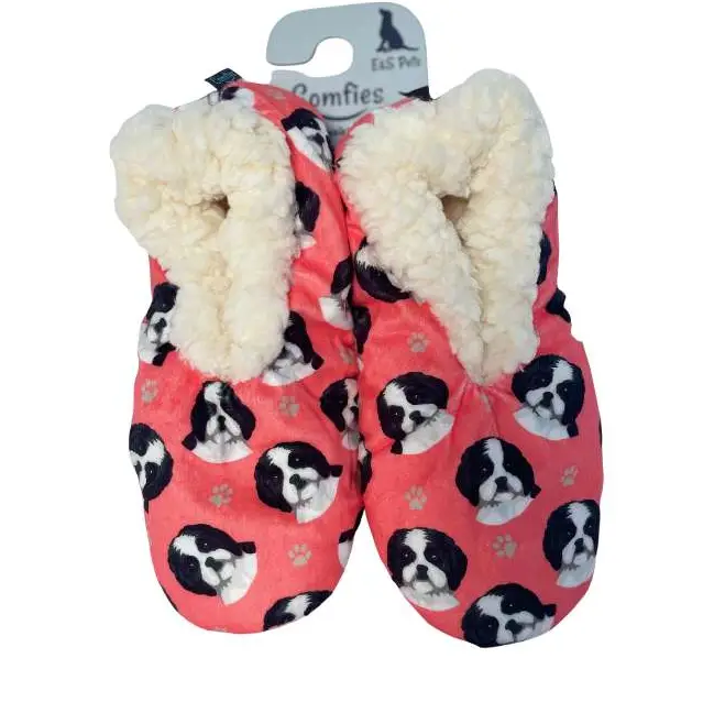 BLACK SHIH TZU SLIPPERS