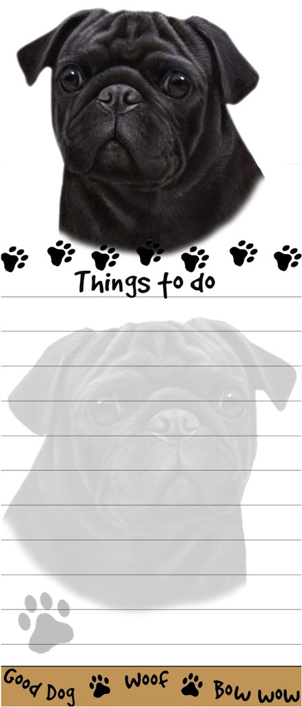 Black Pug Diecut Notepad
