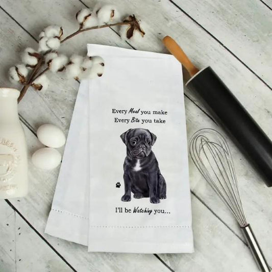 BLACK PUG EVERY BITE TOWEL