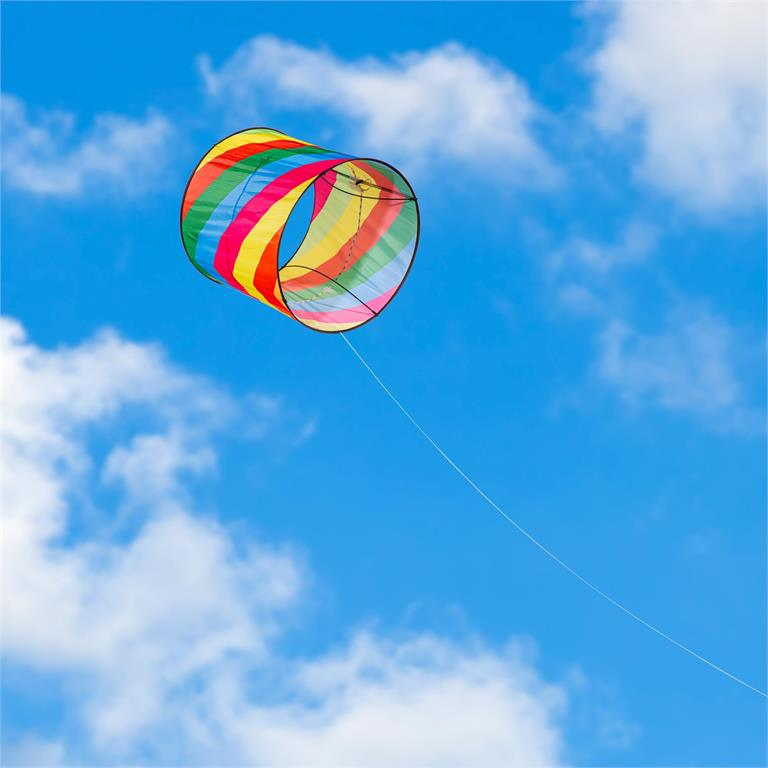 Rainbow Chevron Cylinder Kite with Reel