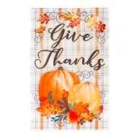 Plaid Pumpkin Linen GARDEN FLAG