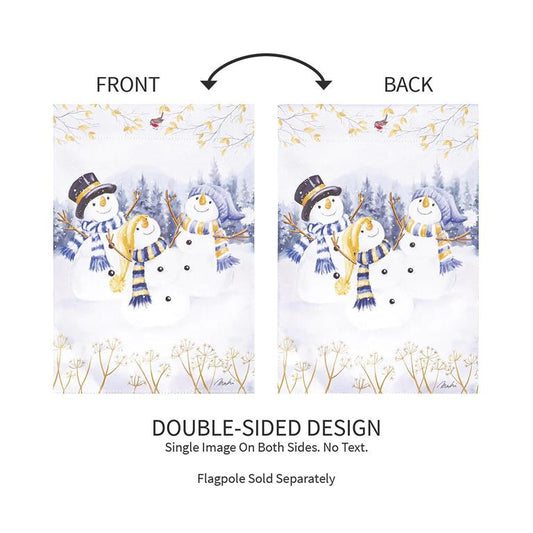 HAPPY SNOWMAN TRIO GARDEN FLAG