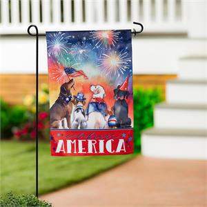 PATRIOTIC PUPS GARDEN FLAG