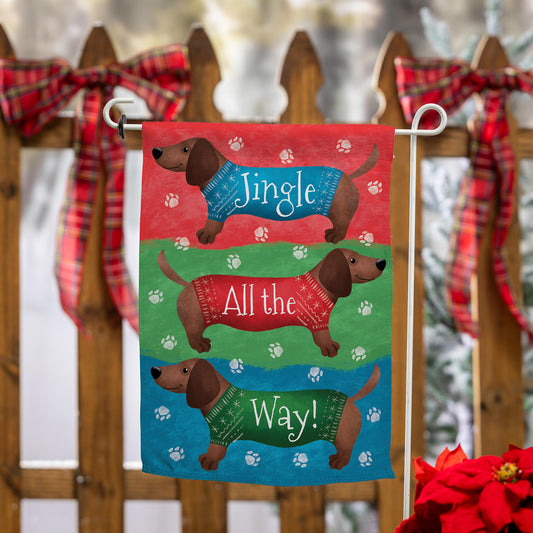 DACHSHUND JINGLE Garden Flag