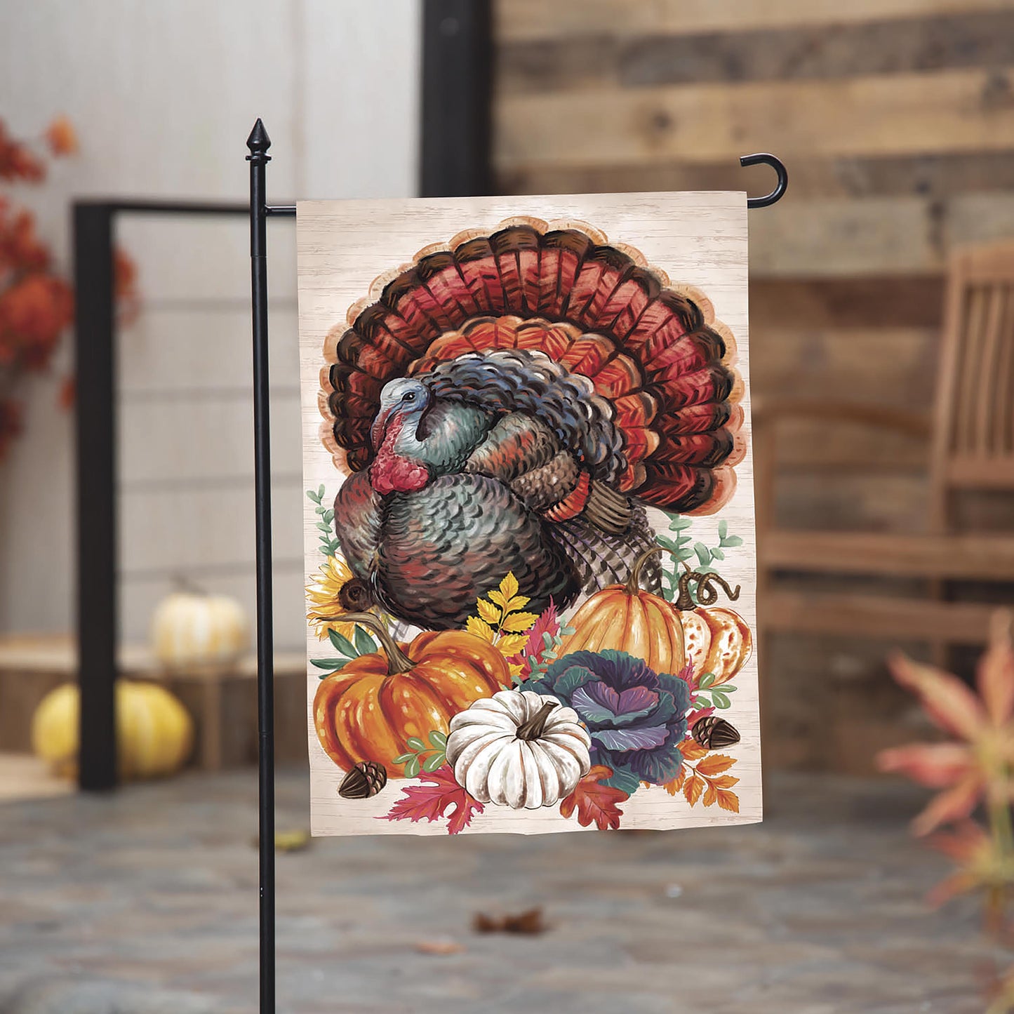 TURKEY APPLIQUE GARDEN FLAG