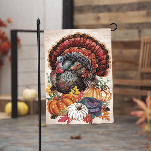 TURKEY APPLIQUE GARDEN FLAG
