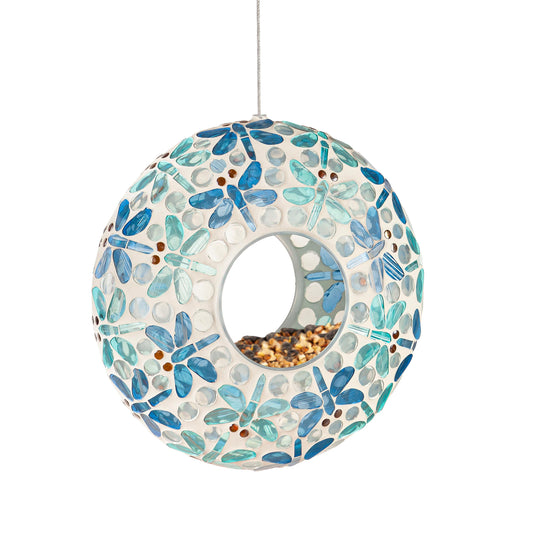 Mosaic Circle Bird Feeder Dragonfly