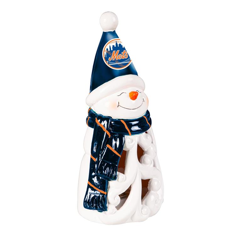 Mets Snowman LED Statuary, 8"