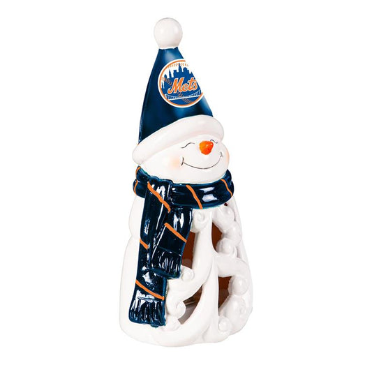 Mets Snowman LED Statuary, 8"