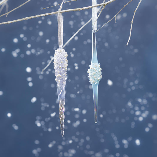 Icicle Glass Ornaments - Ast