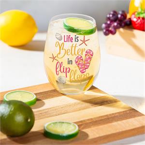 LIFE IN FLIP FLOPS Stemless Glass