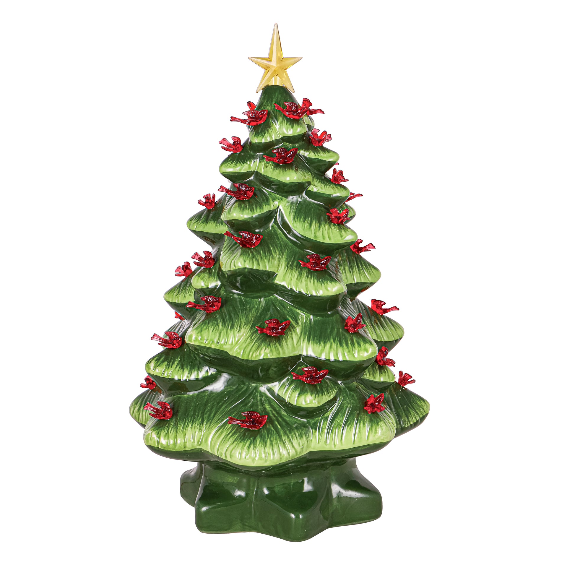 14" Led Ceramic Tree With Cardinals