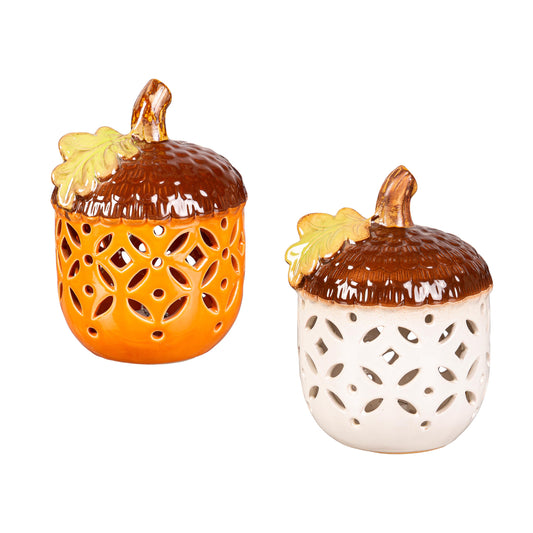 6" LED Ceramic ACORN TABLE DECOR - ASST
