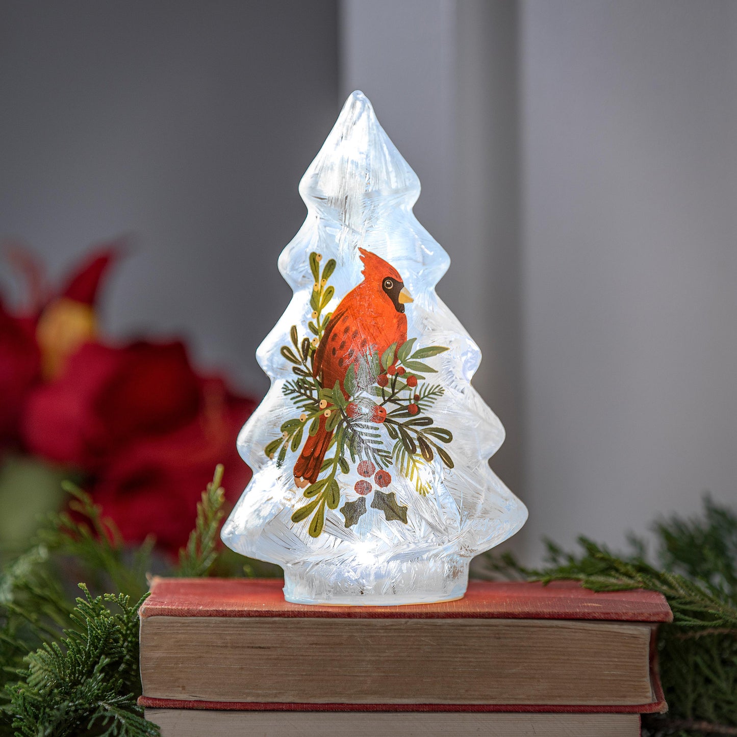 Cardinal Glass Tree Table Decor
