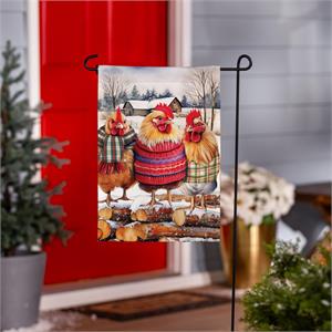 Cozy Hens Burlap Garden Flag