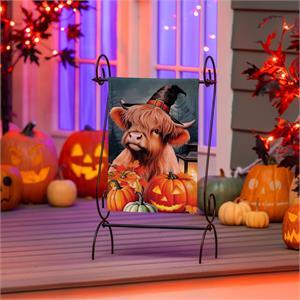 Halloween Highland Cow Garden Flag