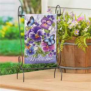 CHEERFUL PANSIES GARDEN FLAG