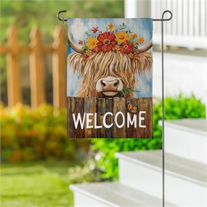 SUMMER HIGHLAND COW GARDEN FLAG
