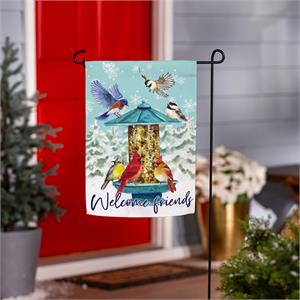 Birds At Feeder Garden Flag