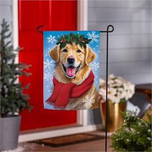 Winter Golden Retriever Garden Flag
