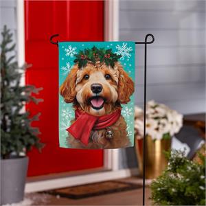 Golden Doodle Wintor Garden Flag