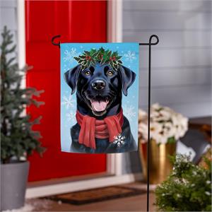Black Lab Winter Garden Flag