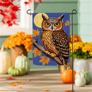 Moonlight Owl Garden Flag