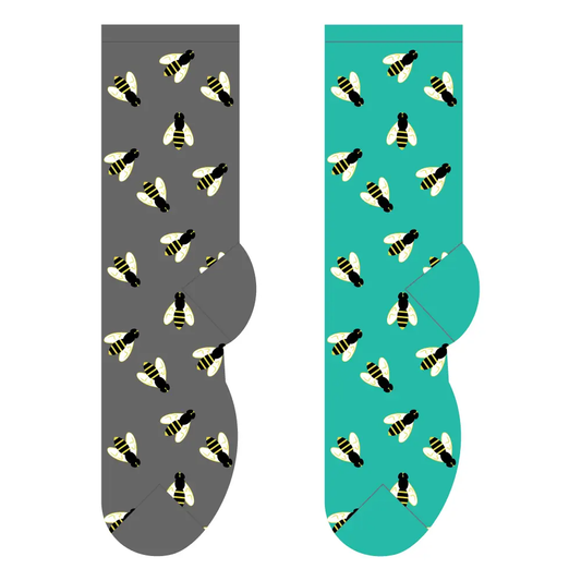 Grey Buzzy Bee Socks