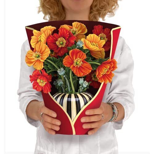 French Poppies Bouquet Pop Up Card