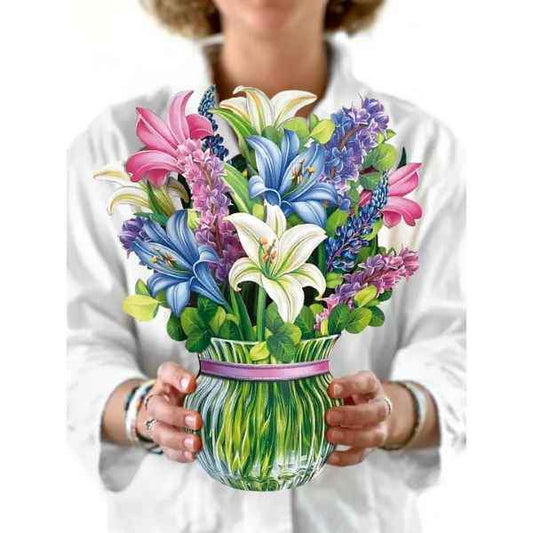 Lilies & Lupines Bouquet Pop Up Card
