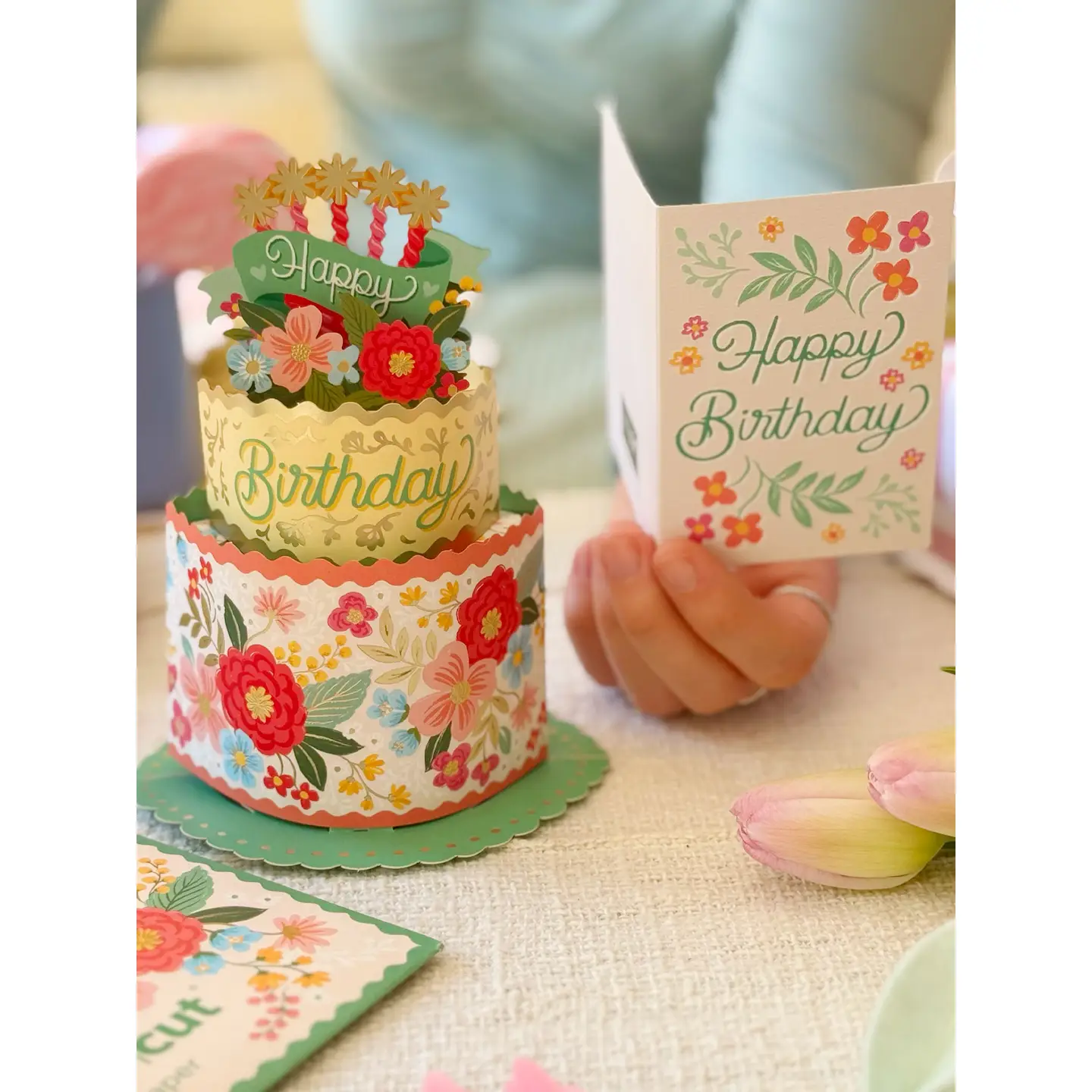 MINI BLOOMING BIRTHDAY CAKE POP UP CARD