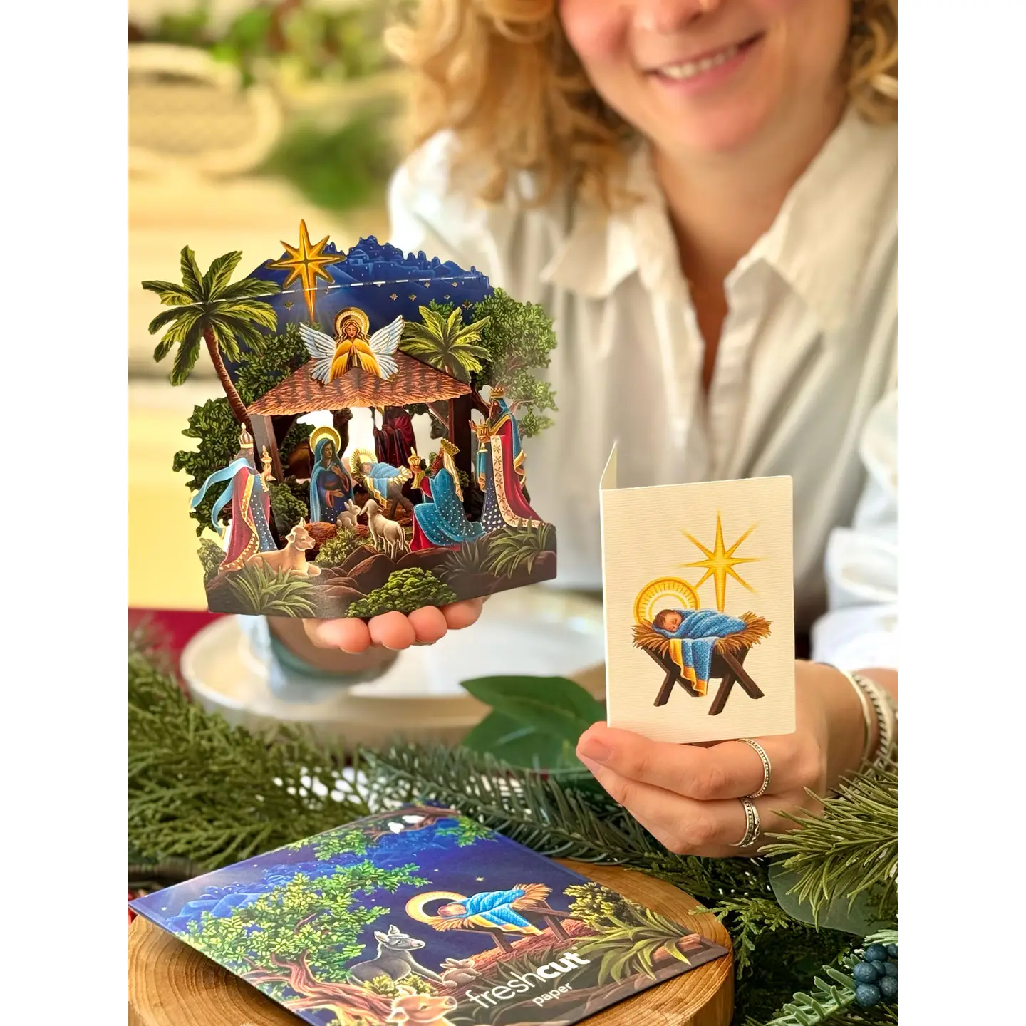 Mini Starlit Nativity Pop Up Card